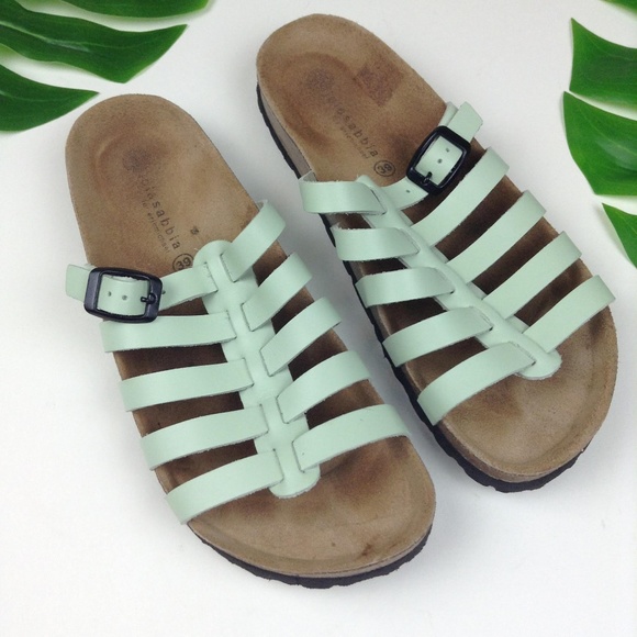 Eric Michael Shoes - Lola Sabbia for Eric Michael Leather Slide Sandals